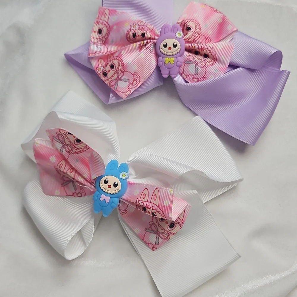 Girl's Set of 2 Labubu Monsters Hairbows Hair Accessories Clip On Cute Trendy